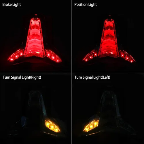Miniatura 4 de Luz Trasera LED Integrada Señal de Freno y Giro para KAWASAKI 2019-2023 ZX-6R(636)/2014-2024 Z1000 ZX-10R ZX-10RR (Lente Verde Menta)