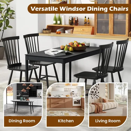 Miniatura 8 de KOTEK Windsor - Juego de 2 sillas de comedor de madera con respaldo de eje y asiento ancho, capacidad de peso de 400 libras, sillas laterales sin