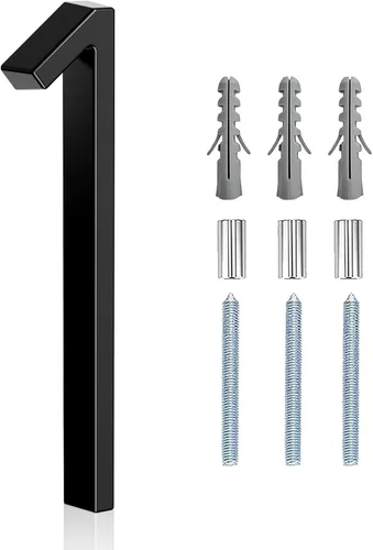 Número de casa flotante de acero inoxidable de 5 pulgadas, números de casa modernos de metal antioxidante con kits de clavos para puerta, jardín,