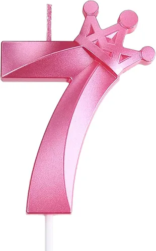 Miniatura 40 de Vela rosa de cumpleaños número 1, decoración temática rosa para fiesta de primer cumpleaños, velas de número 3D diseñadas con corona para decoración