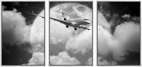 Miniatura 31 de wall26 Lienzo enmarcado para pared, juego de arte exótico tropical, océano, mar, avión, puesta de sol, transporte, fotografía, realismo, decorativo