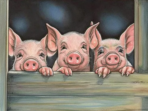 Kaliosy Kits de arte de diamantes 5D para adultos, kits de cerdo por números, pintura de diamantes de animales para bricolaje, taladro completo,