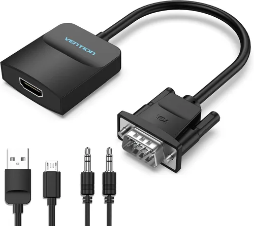 Miniatura 11 de VENTION Paquete de 3 adaptadores VGA a HDMI - 1080P Dongle de vídeo, adaptador convertidor VGA con cable de audio (0.15 m), macho a hembra para PC