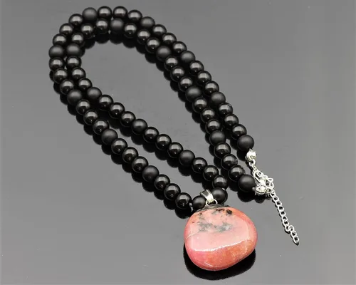Miniatura 167 de Colgante de turmalina cruda natural, Collar de cuentas de ónix negro genuino, Collar de piedra negra, Collar de piedras preciosas, Cuentas de 0.315