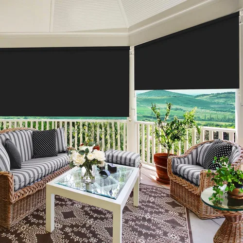 Miniatura 2 de ZY Blinds Persianas opacas para exteriores, sin cordones, de tela negra impermeable, para exteriores, protección contra la luz solar, pantalla