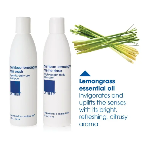 Miniatura 5 de LATHER Bamboo Lemongrass Champú y acondicionador – Suave champú hidratante diario y acondicionador desenredante para todo tipo de cabello – Ligero