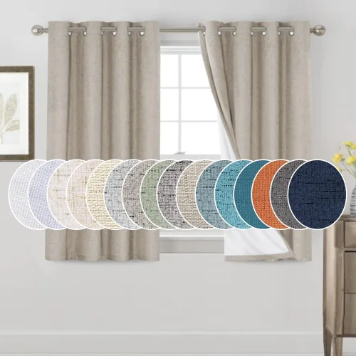 Miniatura 86 de Primitive - Cortinas opacas 100 % de lino texturizado natural para dormitorio, sala de estar, cortinas para ahorra energía, tela de arpillera