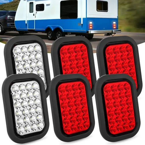 Miniatura 26 de Nilight Luz trasera ovalada de 6 pulgadas, 4 unidades, color rojo, 24 luces LED de parada de freno y giro con ojales de montaje empotrado, 4 luces