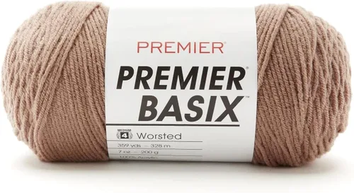 Miniatura 44 de Premier Yarns Basix, hilo de estambre sólido, hecho de acrílico, hilo ideal para ganchillo y tejer, Pecan, 359 yardas 1115-35 Pecan