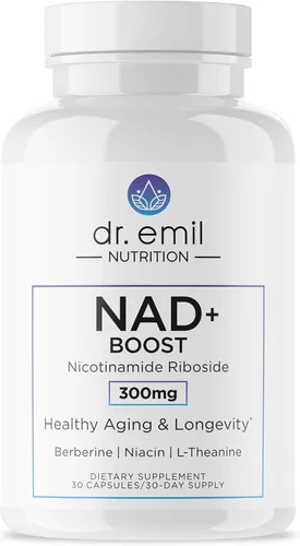 DR. EMIL NUTRITION NAD+ Boost - Suplemento de ribósido de nicotinamida - Apoya la energía celular, la longevidad y el envejecimiento saludable - Sin