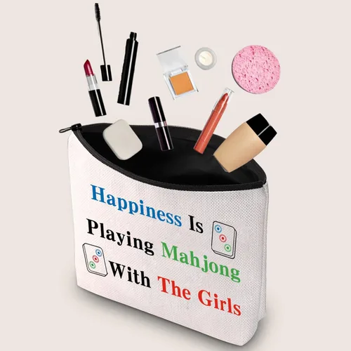 Miniatura 3 de JXGZSO Bolsa de Mahjong - La felicidad está jugando a Mahjong con la bolsa de juego de mesa para niña Bolsa de compras para niña Mahjong