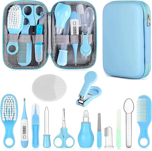 Miniatura 8 de Kit de aseo para bebé, juego de cuidado de seguridad para bebés con cepillo de pelo, peine, cortaúñas, aspirador nasal, kit de artículos esenciales