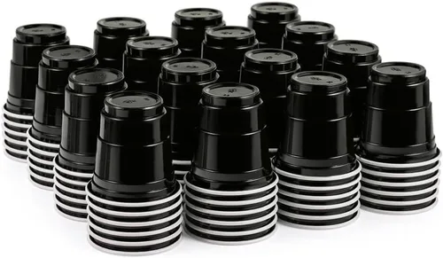 100 unidades de mini vasos negros para shot de 2 oz, desechables y de tamaño pequeño, perfectos para fiestas, degustaciones, muestras y más