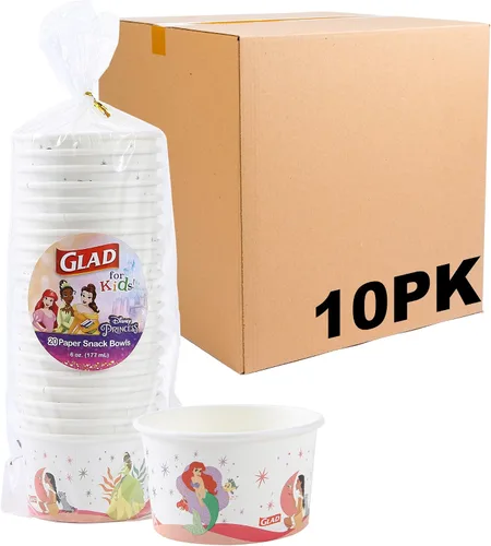 Miniatura 8 de Glad para Niños Cuencos de Papel para Aperitivos Disney Princess de 12 oz - La Magia Está en Todos Nosotros - Cuencos Desechables Duraderos
