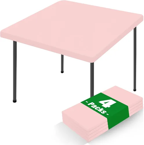 Miniatura 28 de Moosfor Paquete de 4 manteles rectangulares de elastano de 4 pies, elásticos y ajustables para pícnic, elásticos y lavables, para exteriores, Beige