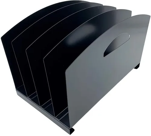 Miniatura 6 de Huron Carpeta organizadora de archivos de escritorio vertical con 5 ranuras, acero de grado comercial negro