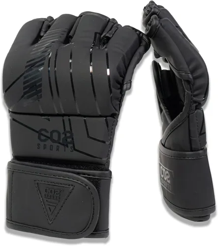 Guantes Titan MMA, diseño híbrido, guantes de entrenamiento de palma abierta para Sparring, Kickboxing, Muay Thai, color negro