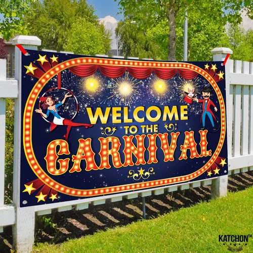 Miniatura 7 de KatchOn, Cartel de bienvenida al carnaval - Xtragrande, 72 x 44 pulgadas, juegos de carnaval, telón de fondo de carnaval para fiesta de cumpleaños