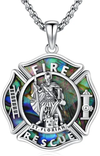 Miniatura 527 de Collar con colgante de plata de ley 925 con medalla de San Patrón, joyería religiosa para hombres y mujeres, con cadena de acero inoxidable 316L