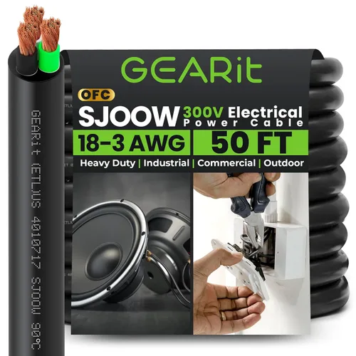 Miniatura 17 de GEARit Cable de alimentación portátil 10/3 10 AWG (100 pies - 3 conductores) SJOOW 300V calibre 10 cable eléctrico para derivaciones de motor, luces