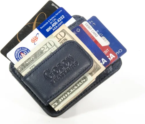 Miniatura 17 de Goson Cartera de cuero con clip para dinero para hombre, billetera de bolsillo frontal, tarjetero de crédito, cartera minimalista delgada