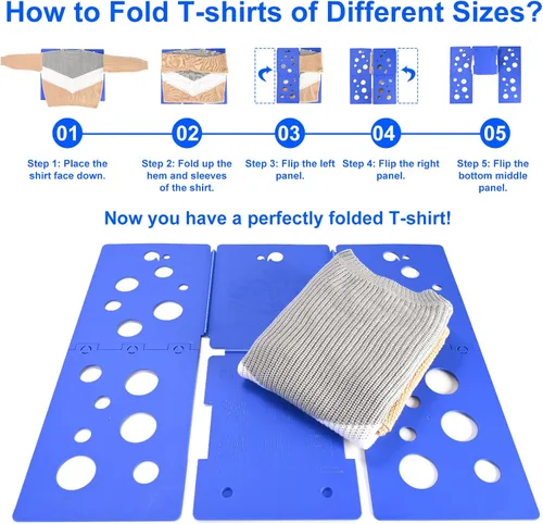 Miniatura 4 de BoxLegend V5 - Carpeta plegable para camisas, carpeta de ropa, fácil y rápido de plegar, asistente de lavandería para carpetas de lavandería Azul