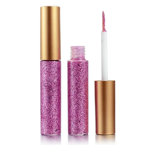 Delineador de ojos con purpurina, delineador de ojos rosa con purpurina, maquillaje de larga duración impermeable con purpurina, plateado, oro,