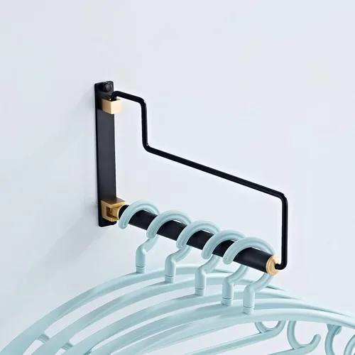 Perchero Plegable para Ropa con Secador de Pared Negro Organizador de Ropa Montado en la Pared para Almacenamiento de Armario de la Lavandería