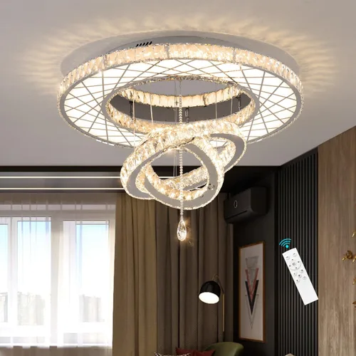 Miniatura 39 de HAIXIANG Candelabro de techo alto de 118 pulgadas, colgantes lineales de cristal, regulables remotos, techos inclinados compatibles, negro mate