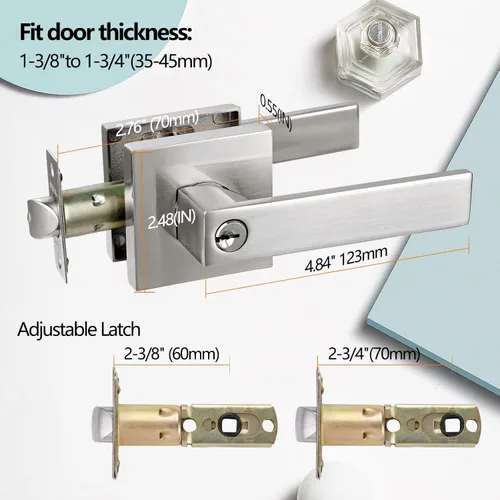 Miniatura 4 de NEWBANG - Cerradura de palanca de entrada con llave para puerta exterior y delantera, manija de puerta de palanca resistente con acabado de níquel