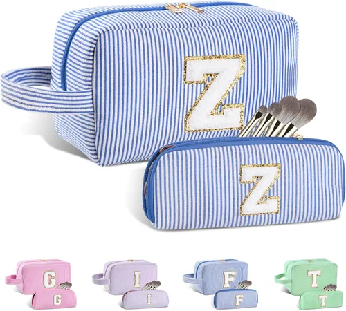 Miniatura 89 de Regalos personalizados para mujeres, bolsa de maquillaje con inicial, bolsa de maquillaje de viaje, bolsa de cosméticos, bolsa de artículos