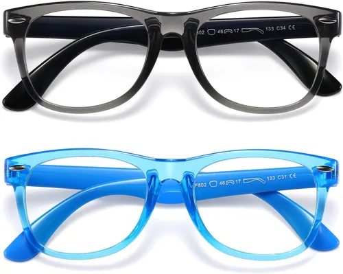 Miniatura 10 de DYLB Gafas de bloqueo de luz azul para niños y niñas, paquete de 2, gafas de videojuegos para computadora para niños y niñas de 3 a 10 años, antiluz
