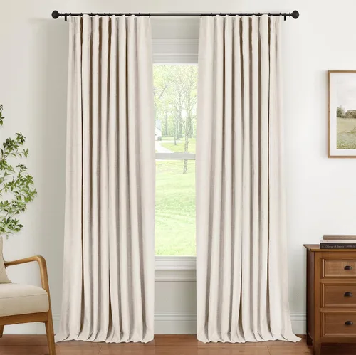 Miniatura 43 de INOVADAY Cortinas térmicas para puerta corredera 100% opacas para dormitorio, cortinas de puerta corrediza de vidrio extra anchas para patio, lino