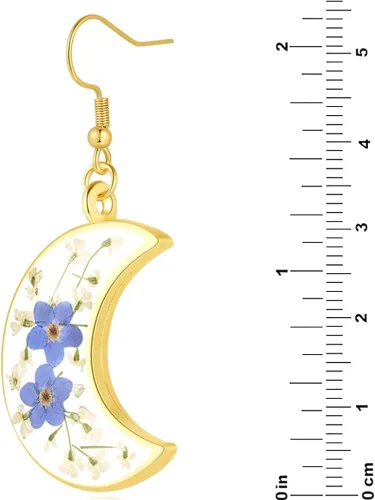 Miniatura 9 de Forget-Me-Not and Queen Anne's Lace Pressed Wildflower Earrings Pressed Flower Earrings Handmade Drop and Dangle Earrings Gift for Woman