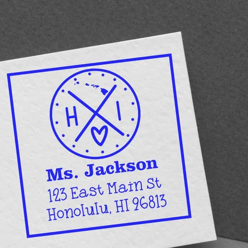 Miniatura 96 de Sello entintado moderno con nombre y dirección del estado de Alabama – Sello de dirección de devolución personalizado para invitaciones de despedida