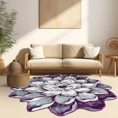 Miniatura 13 de Alfombra redonda de 2 pies con forma de flor, bonita alfombra de felpa con forma de flor, para dormitorio, suelo, sala de estar, alfombra 301 beige
