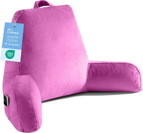 Miniatura 14 de OAISZ - Almohada de lectura para sentarse en la cama para adultos, almohada de lectura con espuma viscoelástica triturada, almohada de cama