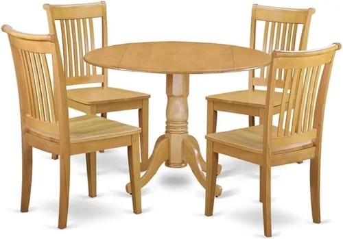 Miniatura 8 de East West Furniture Dublin - Juego de comedor de madera de 5 piezas con asiento de cojín en roble 2-Roble