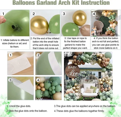 Miniatura 3 de Kit de guirnalda de globos verde salvia, 163 piezas, látex natural, decoraciones de cumpleaños de bosque de safari en la selva, baby shower, fiesta