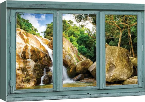 Miniatura 14 de Cuadro decorativo con diseño de ventana moderna blanca con vista, de la marca Wall26®