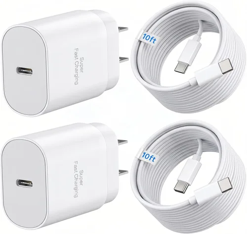 Miniatura 11 de Galaxy S25 S24 - Bloque de carga USB C de 25 W PD cargador súper rápido con cable tipo C, adaptador de enchufe de pared de 6 pies, carga rápida