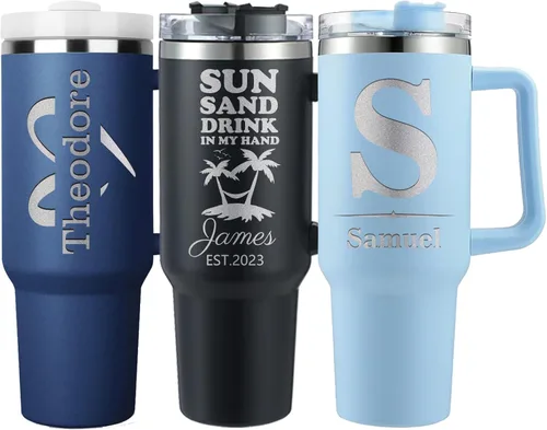 Miniatura 12 de Vaso personalizado – Grabado con láser con nombre, vaso delgado de acero inoxidable personalizado de 20 onzas con tapas y pajitas 19 colores y 16