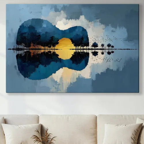 Miniatura 26 de LuxeWood Arte de Pared Musical en Lienzo - Impresiones Temáticas Musicales Medianas y Grandes para Sala de Estar, Oficina, Estudio, Airbnb