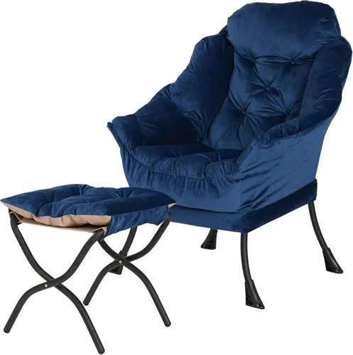 Miniatura 16 de Silla reclinable con otomana plegable, sillas de sala de estar, silla de salón contemporánea de acento, silla de sofá de ocio con marco de acero