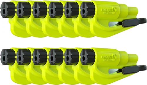 resqme Family Pack de 12, llavero de emergencia original, herramienta de escape de automóvil, cortador de cinturón de seguridad 2 en 1 y