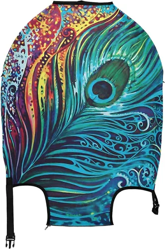 Miniatura 2 de Funda de equipaje vibrante de pluma de pavo, protector de equipaje de viaje 18-32 pulgadas, Azul Patchwork), g15259597p193c227s326