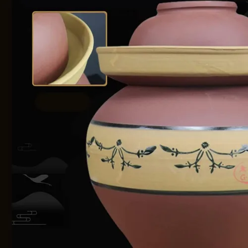 Miniatura 4 de Tarro de encurtido de porcelana china tradicional púrpura, olla de decapado de fermentación de cerámica, tarro de fermentación con sello de agua