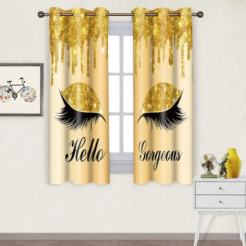 Miniatura 43 de Hello Gorgeous - Cortina de pestañas de unicornio, para oscurecer la habitación, con aislamiento térmico, con ojales, para decoración de dormitorio