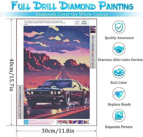Miniatura 2 de Euibziy Diaomnd Kits de Pintura de Diamantes para Adultos DIY 5D Redondo Taladro Completo Coche Arte de Diamantes Pintura de Diamantes para Adultos