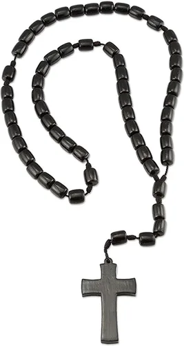 Miniatura 11 de Catholica Shop - Collar de Cuentas de Madera de Vestimenta Religiosa Católica con Colgante de Cruz de Madera, Collar de Rosario Católico I Collar